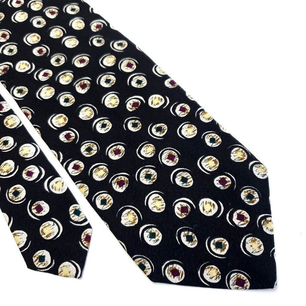 Ferrell Reed Von Maur Black Abstract Jacquard Short‎ Silk Tie